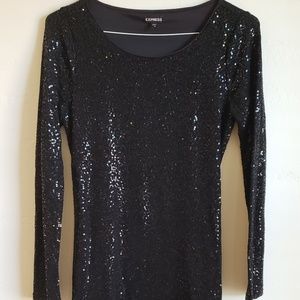 Sequin black tunic dress